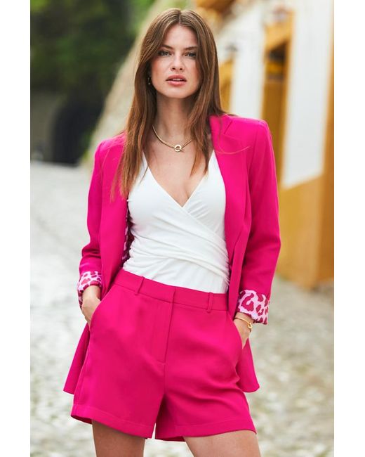 Sosandar Pink Hot Tailored Shorts Knit