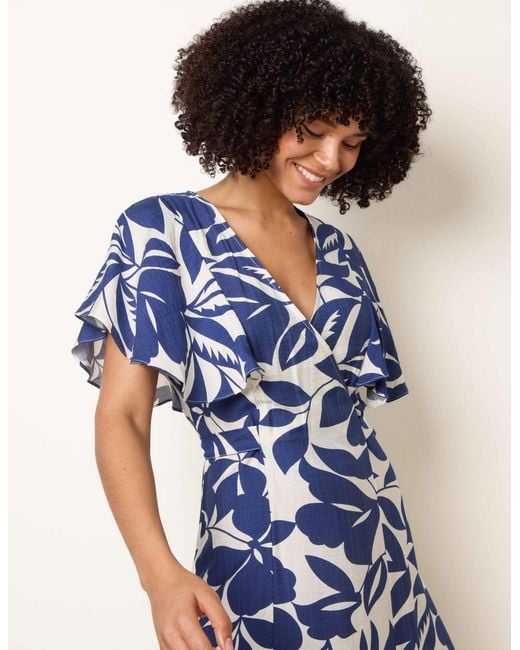 Blue Vanilla Blue Printed V Neck Dress