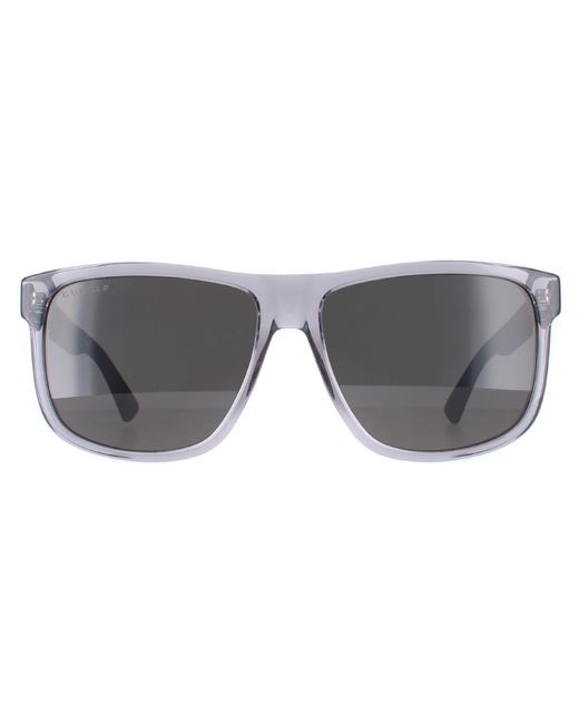 Gucci Gray Rectangle Transparent And Polarized Gg0010S for men
