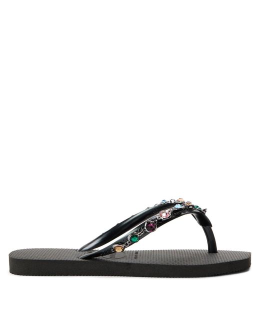 Havaianas Black Luxury Flip Flops Thong Toe Flats