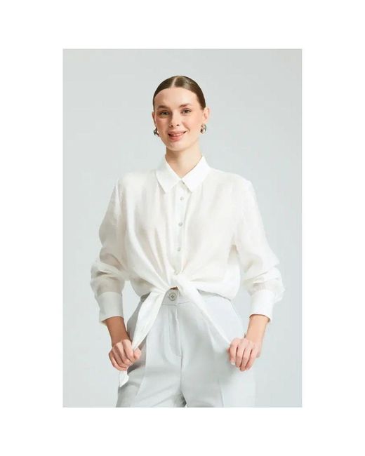 GUSTO White Modal Shirt With Front Knot