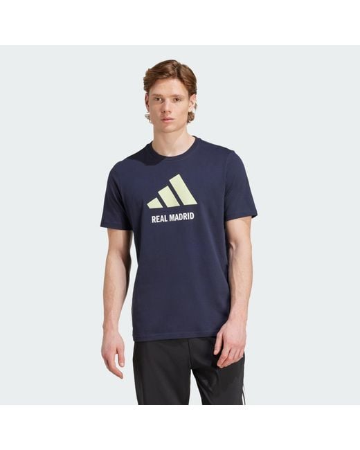 Adidas Originals Blue Real Madrid Seasonal Graphic Tee for men