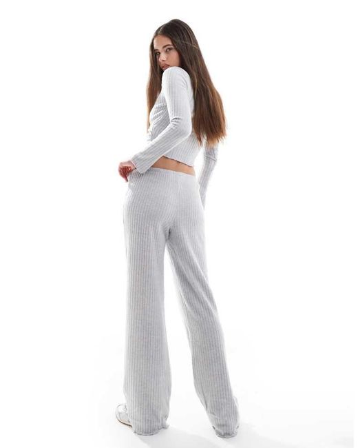 Cotton On White Super Soft Ribbed Straight Leg Lounge Trouser