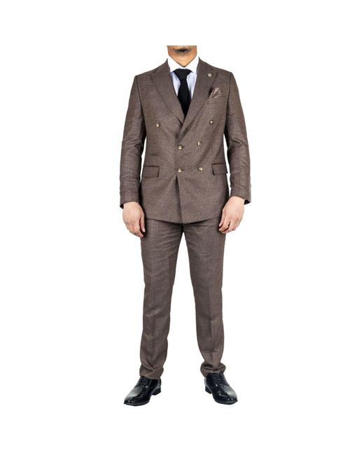 TruClothing Gray Classic Double Breasted 2-Piece Suit Wool for men
