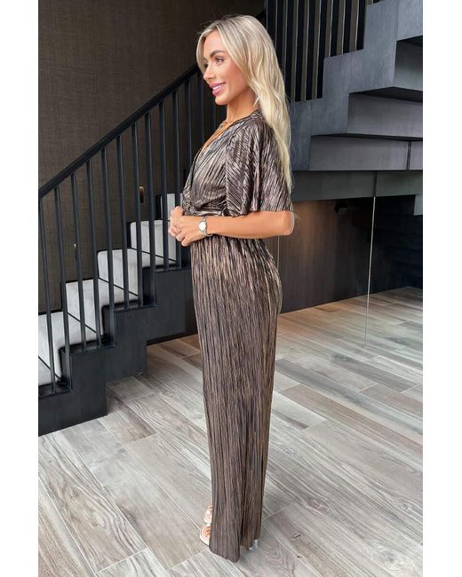 AX Paris Gray Plisse Buckle Detail Wrap Jumpsuit
