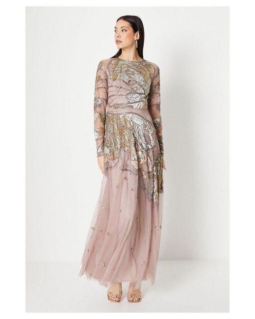 Coast Pink Premium Hand Embellished Maxi Dress