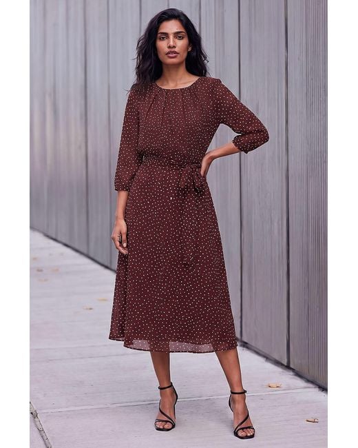 Roman Purple Spot Fit And Flare Dress