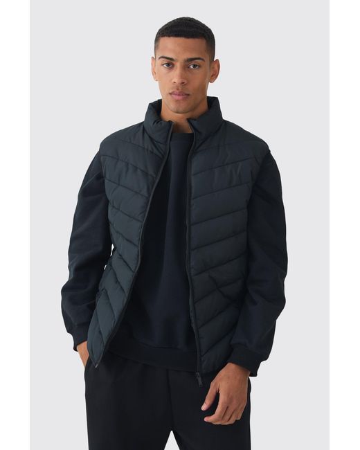BoohooMAN Blue Quilted Zip-Through Funnel Neck Gilet for men