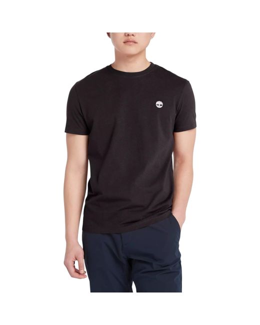Timberland Black T Shirts Classic Logo Summer Crew Neck Dunstan River Tops New for men