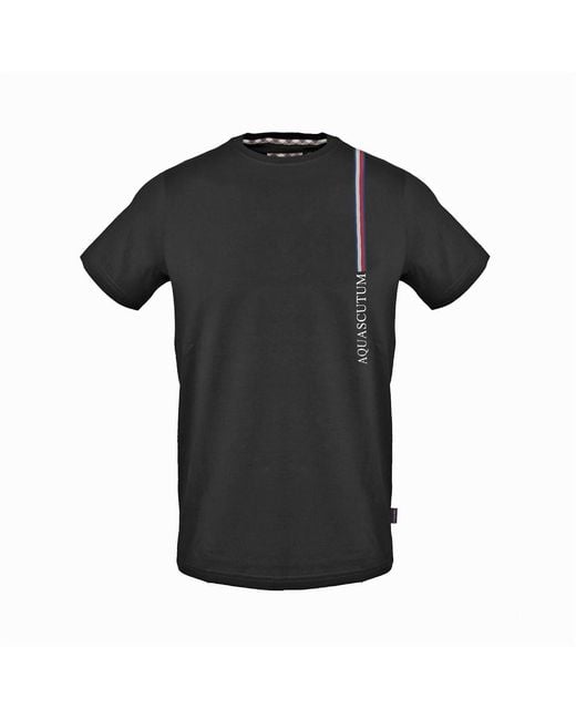 Aquascutum Black Crew Neck Short Sleeve Jersey T-Shirt for men