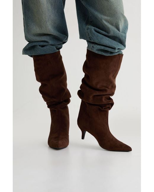 Boohoo Black Slouchy Knee High Boots