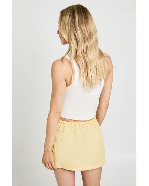 Boohoo White Petite Cotton Poplin Button Front Mini Skirt
