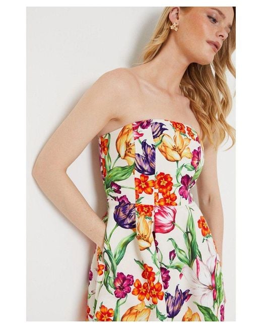 Oasis White Floral Bandeau Ottoman Midi Dress