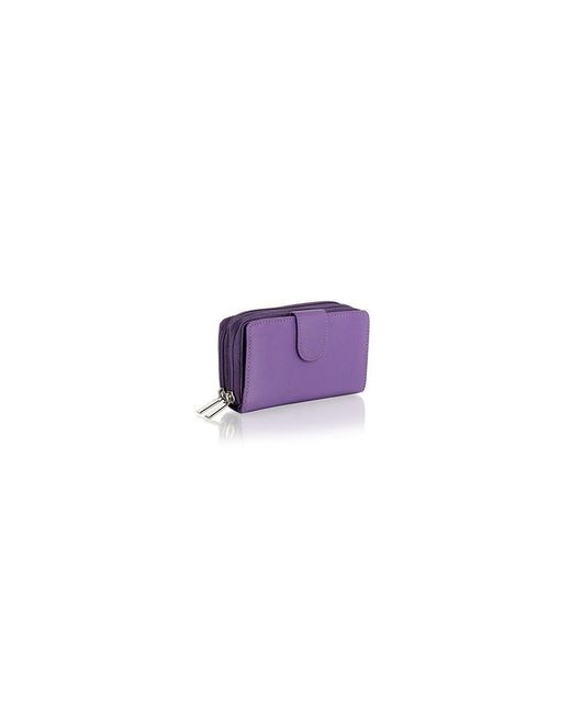 Woodland Leathers Purple Genuine Smooth Leather Organiser Purse Card Holder Wallet By