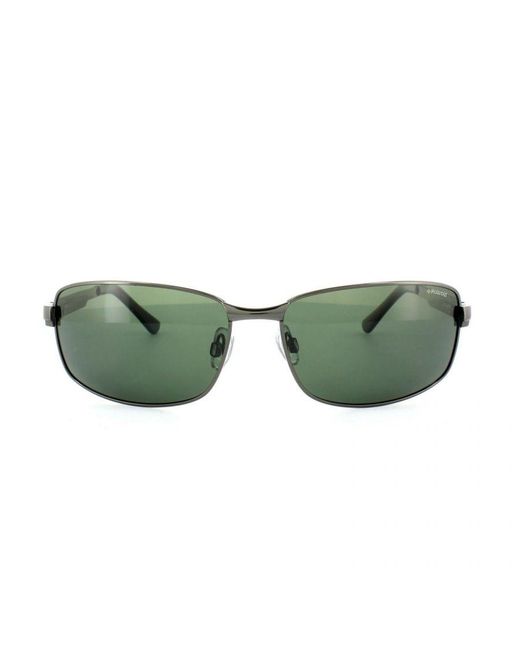 Polaroid Green Rectangle Dark Gunmetal Polarized Sunglasses for men