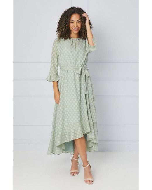 Wallis Multicolor Spot Ruffle Sleeve Midaxi Dress