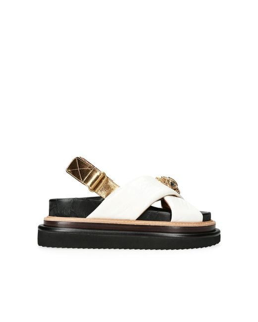 Kurt Geiger Black Leather Orson Cross Strap Sandal Sandals