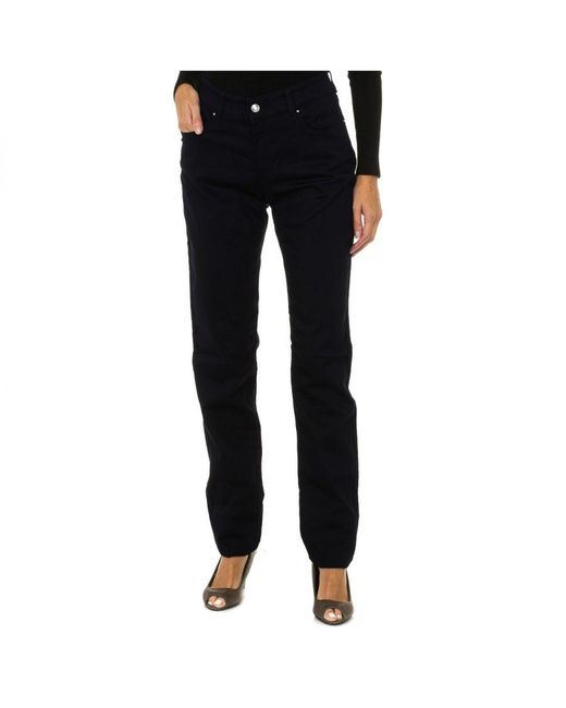 Armani Black Long Stretch Fabric Pants 8n5j18-5d01z Woman Cotton