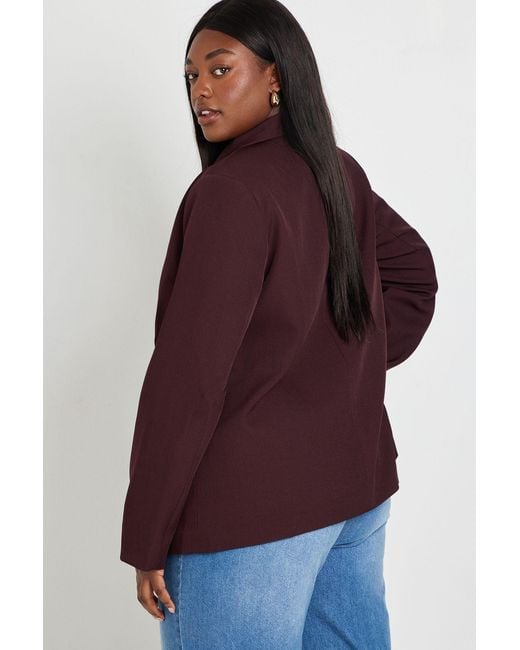Boohoo Red Plus Trim Single Breasted Blazer
