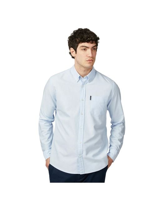 Ben Sherman Blue Signature Oxford Long-Sleeved Shirt (Sky) for men