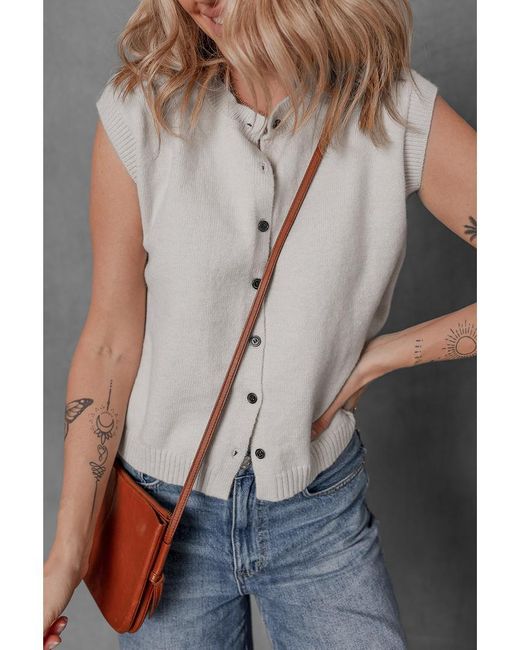 Azura Exchange Jet Stream Knop-up O-hals Sweater Vest in het Gray