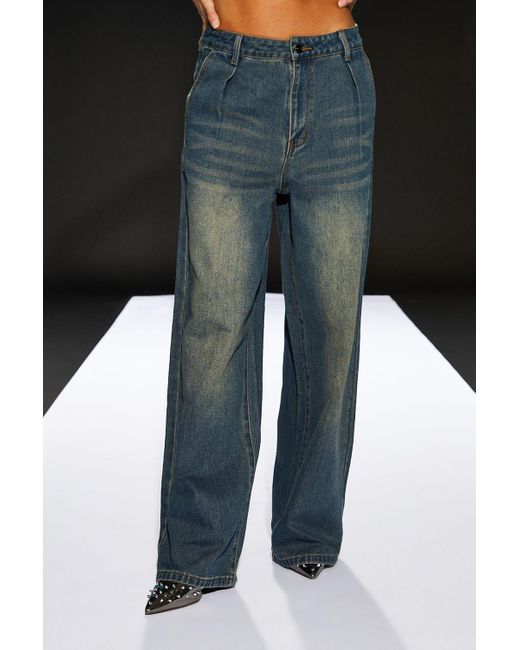 Warehouse Blue Runway 1.8.1.8 Earth Toned Pleat Front Jean