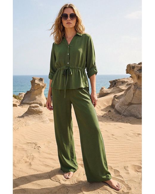 Roman Green Safari Tie Front Jacket