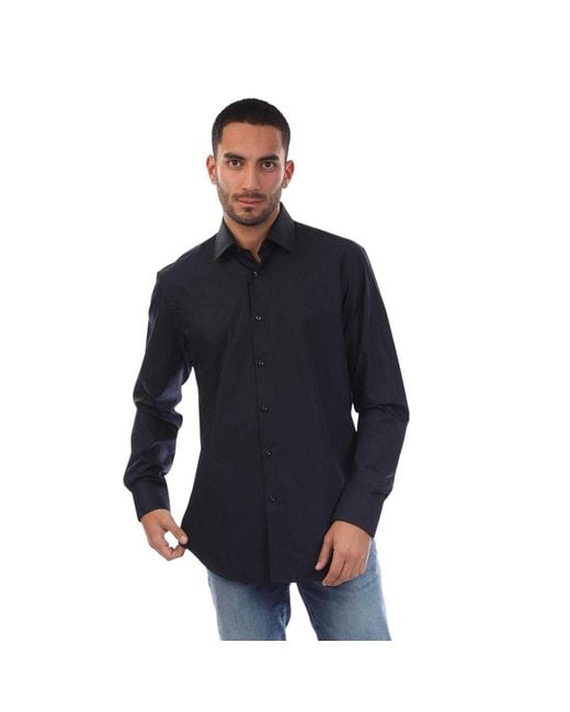 Boss Blue Joe Cotton Kent Collar Shirt (Dark) for men
