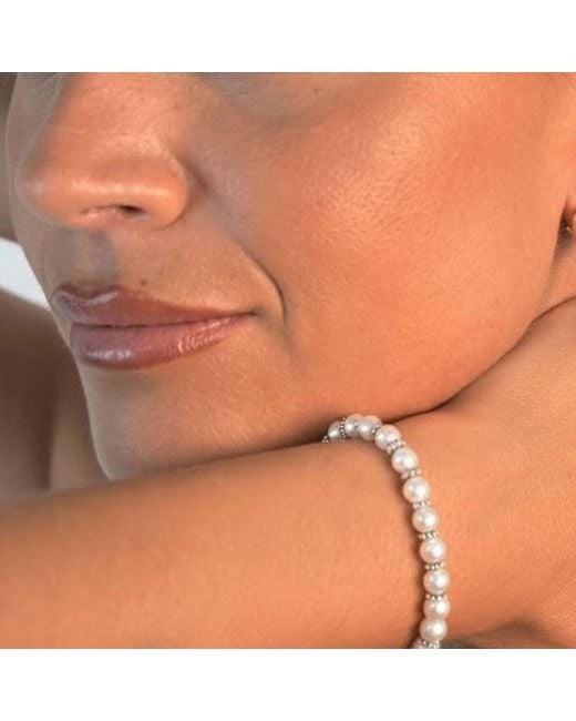 Bibei Metallic Pearl Bracelet With Cubic Zirconia