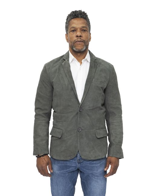 Infinity Leather Gray Slim Goat Suede Italian Blazer Jacket-Alexandria for men