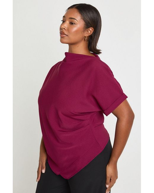 Boohoo Red Plus Rouched Asymetric Top