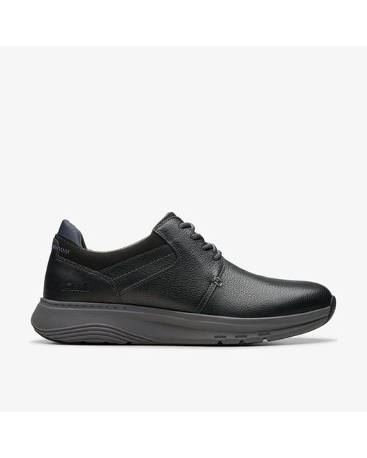 Clarks Black Motion Trek Pt Leather Trainers for men