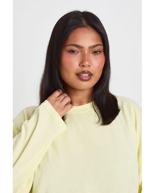 Boohoo Blue Plus Basic Oversized Long Sleeve T-Shirt