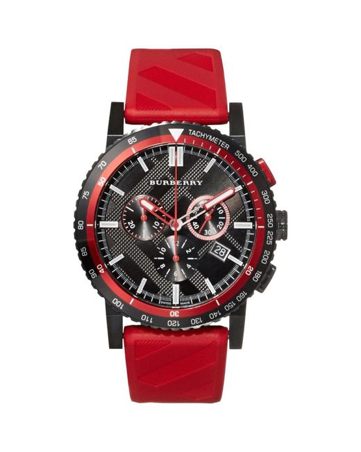 Burberry Bu9805 Chronograaf Horloge 42Mm Rode Band in het Red voor heren