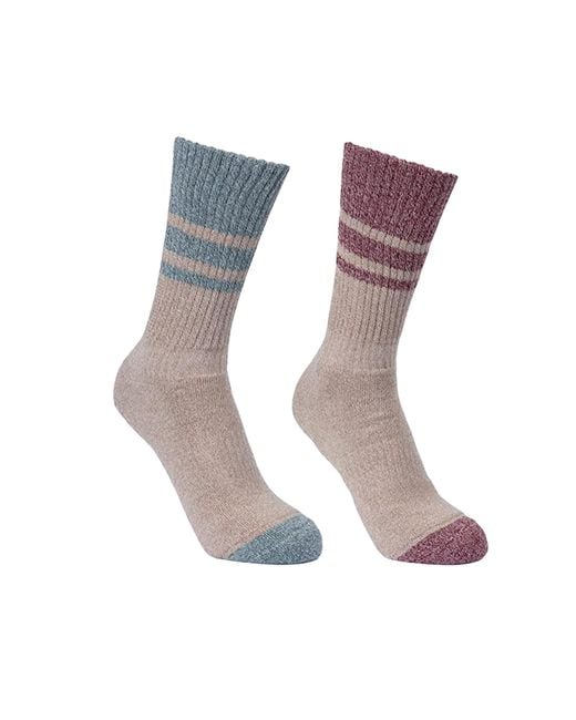 Trespass Gray Ladies Hadley Hiking Boot Socks (2 Pairs) (Spruce/Dark Cherry)