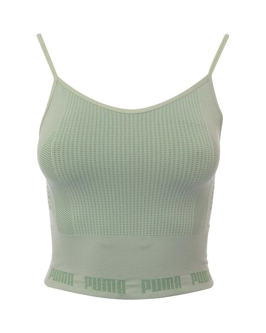 PUMA Green Training Evoknit Seamless Crop Top