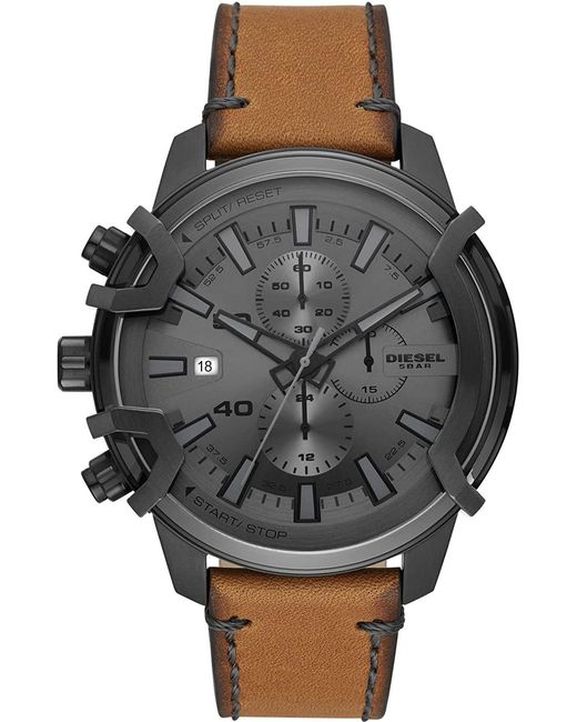 DIESEL Black Griffed Watch Dz4569 Leather for men