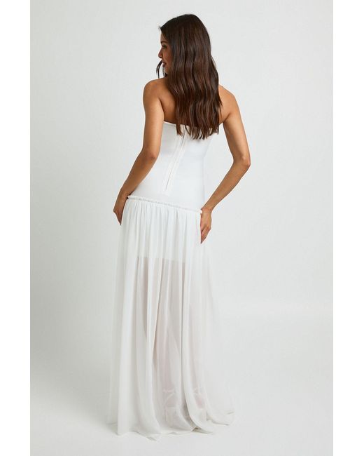 Boohoo White Premium Bandage Bandeau Maxi Dress