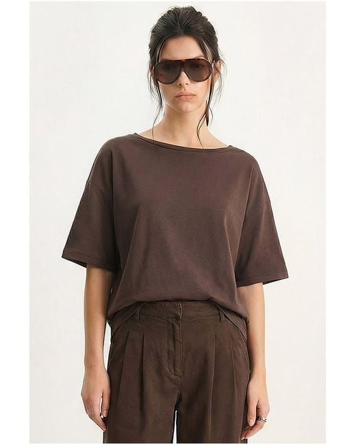 Bianco Lucci Black Cotton T-Shirt