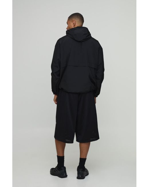 BoohooMAN Blue Oversized Boxy Hooded Toggle Cagoule for men