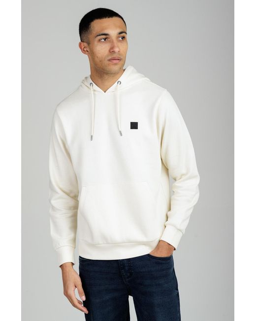 Tokyo Laundry White Brushed Back Fleece Hoody With Small Chest Logo for men