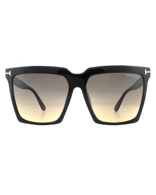 Tom Ford Black Sunglasses Sabrina 02 Ft0764 01B Shiny Smoke Gradient