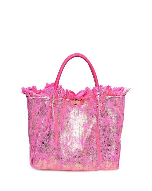 Carla Ferreri Fuchsia Rundleer Tas in het Pink