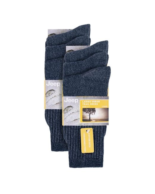 Jeep Blue 6 Pairs Ladies Cotton-Rich Boot Socks