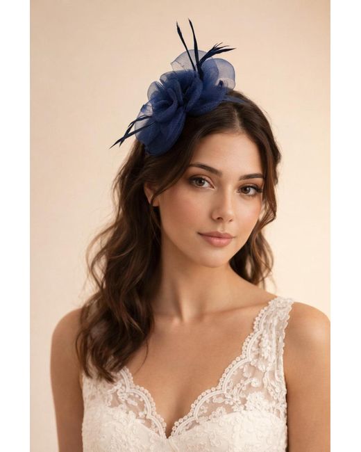 SVNX Blue Rosette Bow Fascinator
