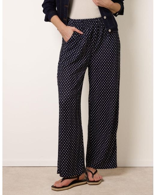 Blue Vanilla Blue Spot Print Crinkle Wide Leg Trousers