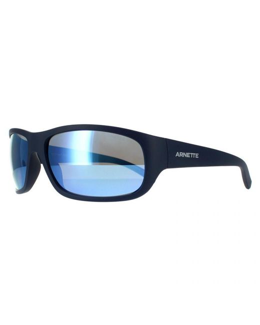 Arnette Blue Rectangle Matte Dark Mirror Water Sunglasses for men