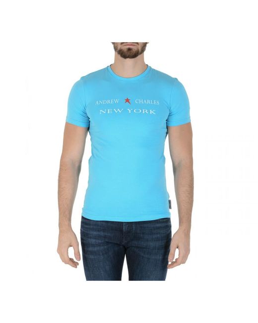 Andrew Charles by Andy Hilfiger Blue T-Shirt Short Sleeves Round Neck Light Keita for men