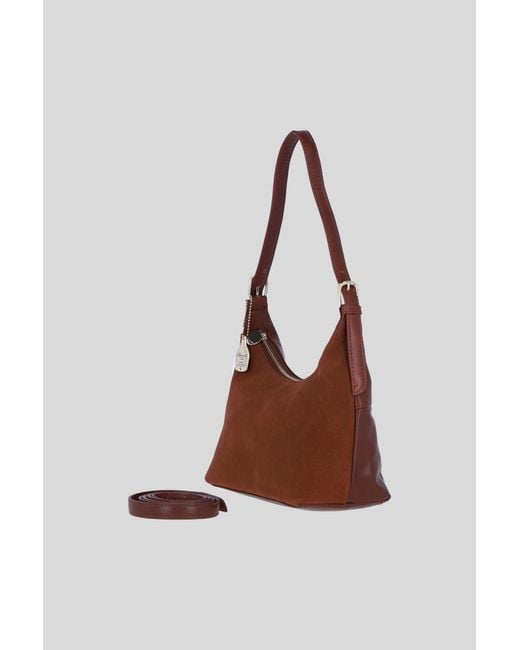 Ashwood Leather White Real And Suede Shoulder Bag With Detachable Crossbody Strap