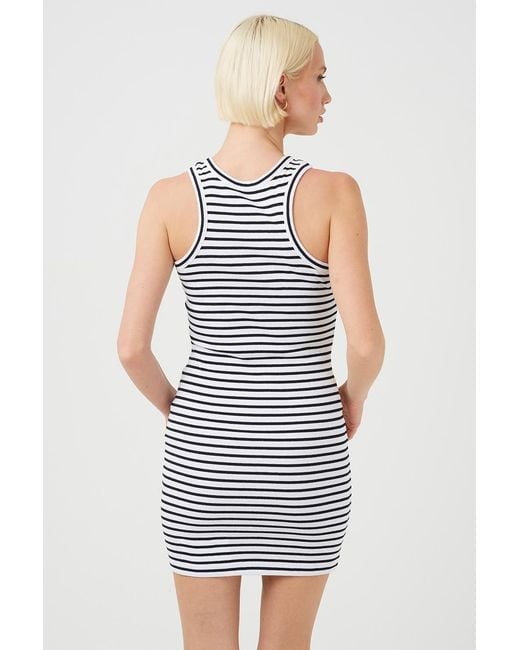 Brave Soul Blue Striped Ribbed Sleeveless Mini Dress